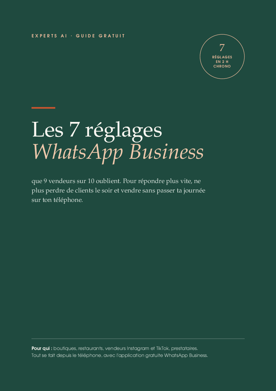 Couverture du guide Les 7 réglages WhatsApp Business